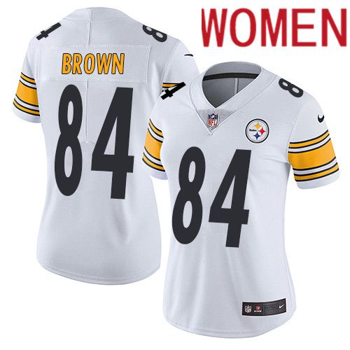 Women Pittsburgh Steelers #84 Antonio Brown Nike White Vapor Limited NFL Jersey